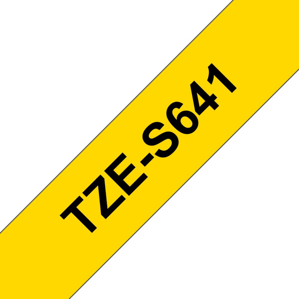Fita Original Brother TZeS641 Laminada Super Adesiva Texto Preto em fundo Amarelo 18mm x 8 metros - Image 3