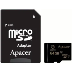 Micro SD Apacer 64GB microSD XC UHS 1 com Adaptador Classe 10 80MBs