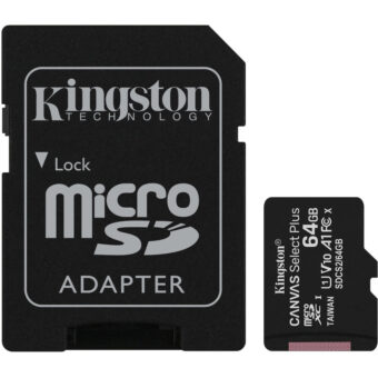 Micro SD Kingston CANVAS Select Plus 64GB microSD XC com Adaptador Classe 10 100MBs