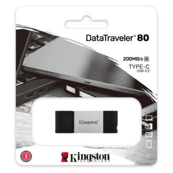 Pen Drive Kingston 64Gb DataTraveler DT80 Usb C 3.2 Cinza