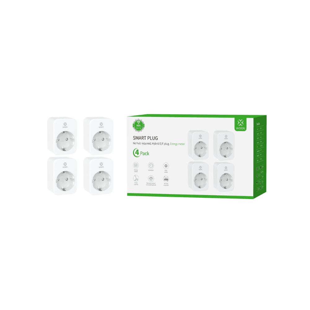 Pack 4 x Tomada Inteligente Woox R6118 Com Medidor de Energia