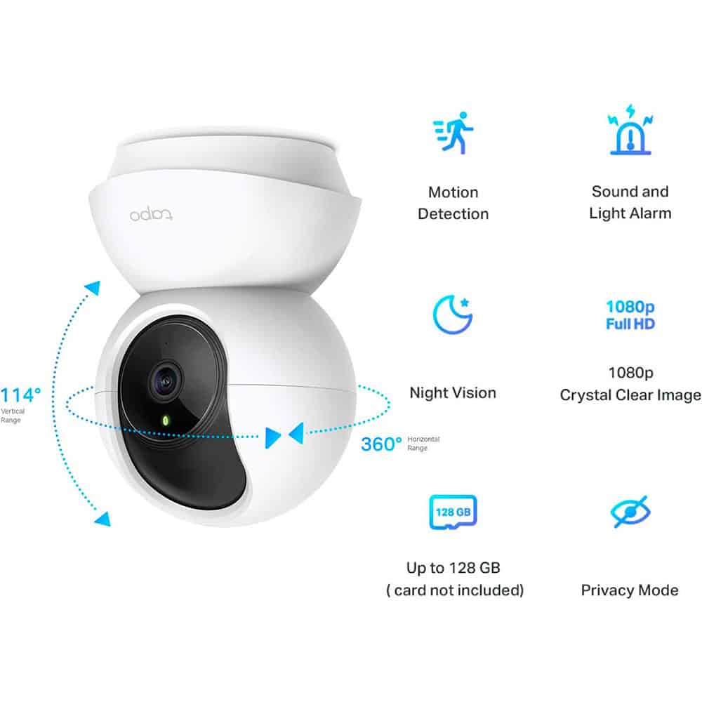 Tapo C200, Câmera de Segurança Wi-Fi Interna 360º 1080p Full HD