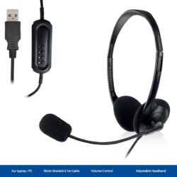 Headphones Ewent Com Microfone e Comando USB Preto