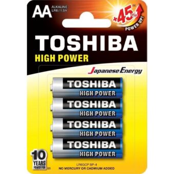 Pilha 1.5V AA Toshiba High Power LR6 Pack de 4 Un