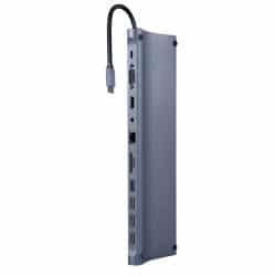 Adaptador Type-C 11IN1 HUB3.0 4K Hdmi PD VGA Audio Leitor de Cartões USB Type-C Lan e Audio