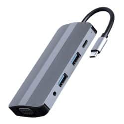 Adaptador Type-C 8IN1 HUB3.0 Hdmi 4K PD VGA Audio Leitor de Cartões USB Type-C