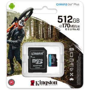 Micro Sd Kingston Canvas Go Plus 512GB class10 UHS-I U3 V30 A2(170MB/s-90MB/s)
