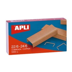 Agrafos de cobre galvanizado Apli 22/6 - 24/6 - Capacidade para 30 folhas