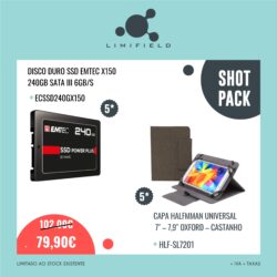 Shot Pack - 5x Disco Duro SSD X150 240GB + 5 x Capa Halfmman Universal 7″ 7,9″ Oxford Castanho