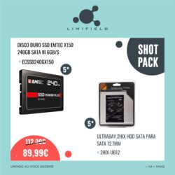 Shot Pack - 5x Disco Duro SSD X150 240GB + 5 x Ultrabay 2HIX HDD Sata para Sata 12.7MM