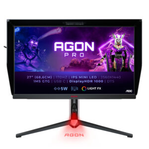 Monitor Gaming AOC AGON PRO 27" AG274QXM IPS QHD 170Hz Hdmi DP Usb-C Colunas HAS PIVOT 1ms