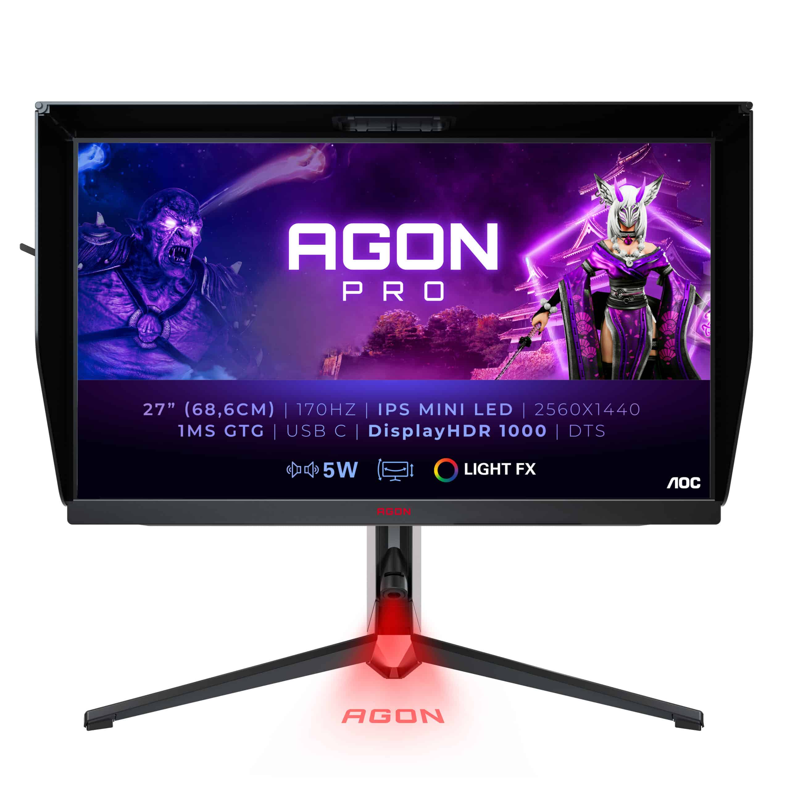 Monitor Gaming AOC AGON PRO 27" AG274QXM IPS QHD 170Hz Hdmi DP Usb-C Colunas HAS PIVOT 1ms