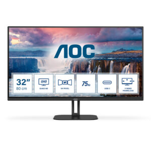 Monitor Profissional AOC Q32V5CE/BK 31.5"  QHD  Multimedia  Preto