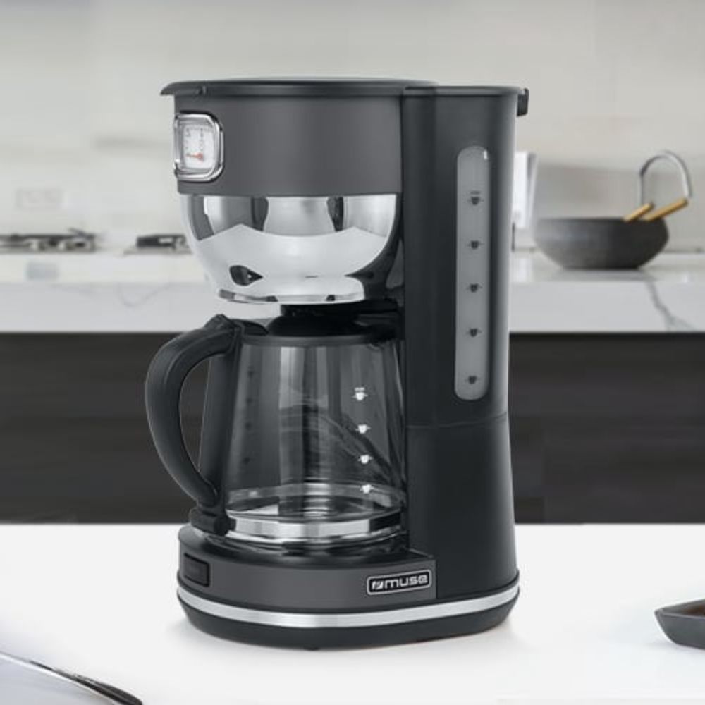 Maquina Café de Filtro Muse MS-220DG Vintage Prateado e Cinza Escuro