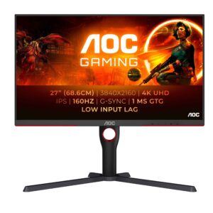 Monitor Aoc 27" Ips U27G3X/BK 16:9 UHD 4K 1Ms 160Hz Hdmi Dp HAS Pivot Preto