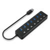 Hub Usb3.0 Gembird com 7 Portas Usb 3.0 Com On/Off Preto