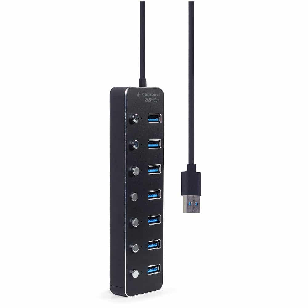 Hub Usb3.0 Gembird com 7 Portas Usb 3.0 Com On/Off Preto - Image 2