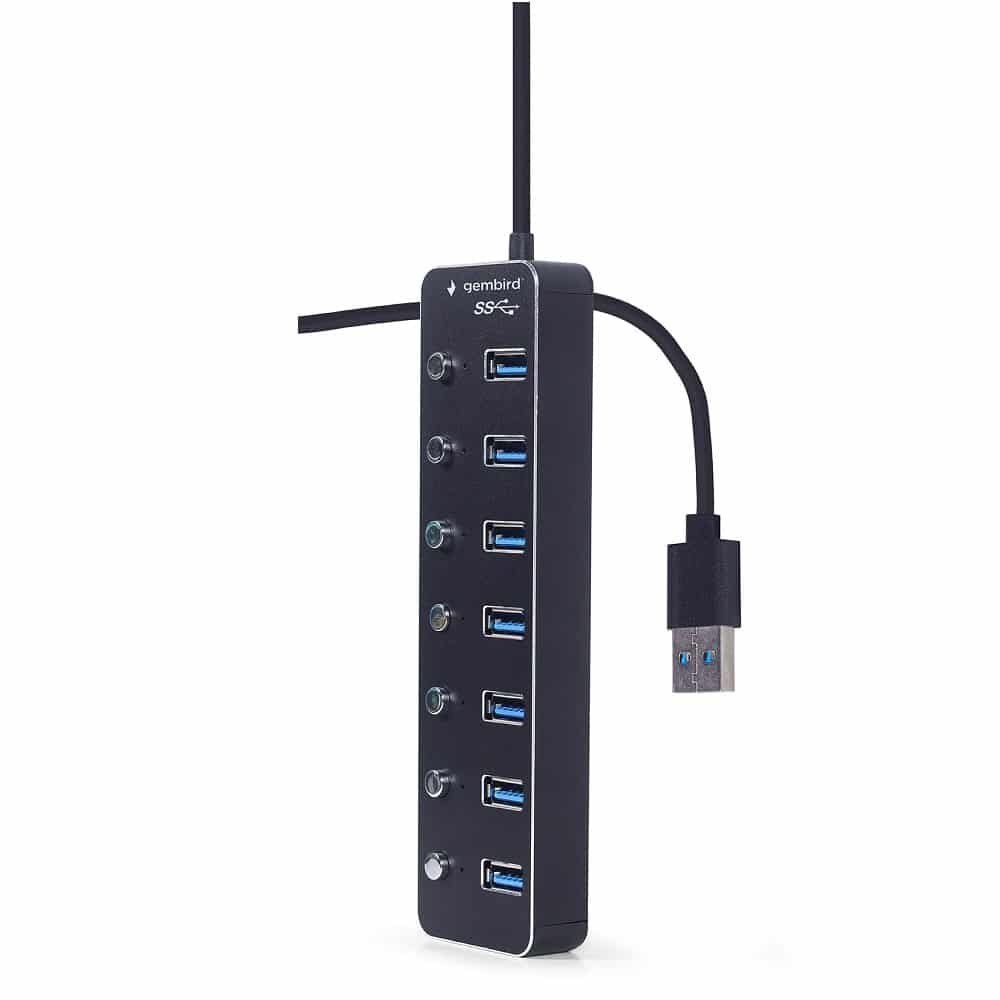 Hub Usb3.0 Gembird com 7 Portas Usb 3.0 Com On/Off Preto - Image 5