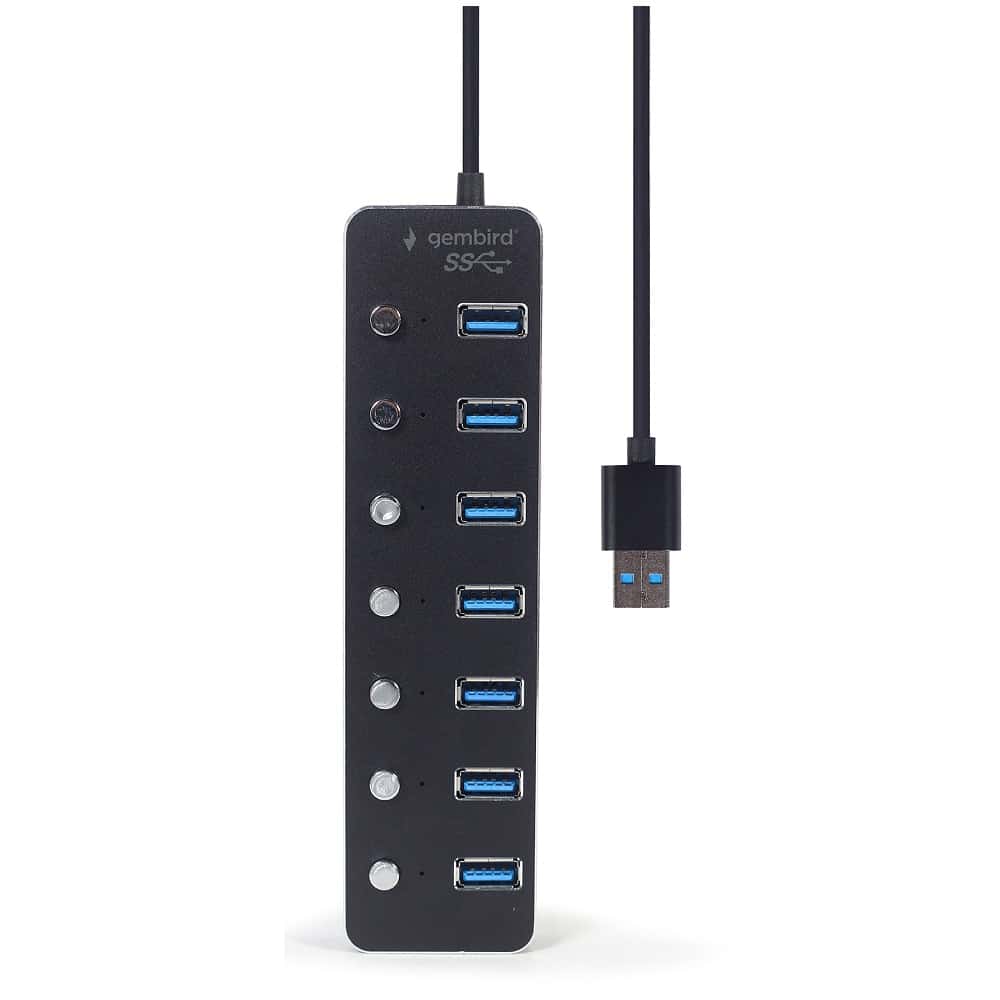Hub Usb3.0 Gembird com 7 Portas Usb 3.0 Com On/Off Preto - Image 3