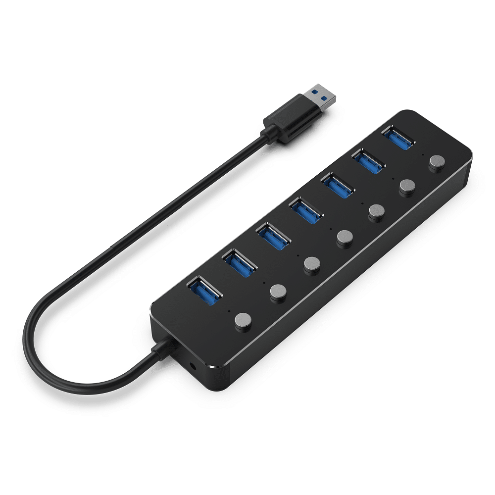 Hub Usb3.0 Gembird com 7 Portas Usb 3.0 Com On/Off Preto