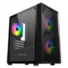 Caixa Micro ATX Unykach MIR B200 C Vidro Temperado  USB-A 2.0  e  USB-A 3.0 e Audio - 3 Ventoinhas 120mm ARGB Instalados - Suporta Refrigeração Liquida