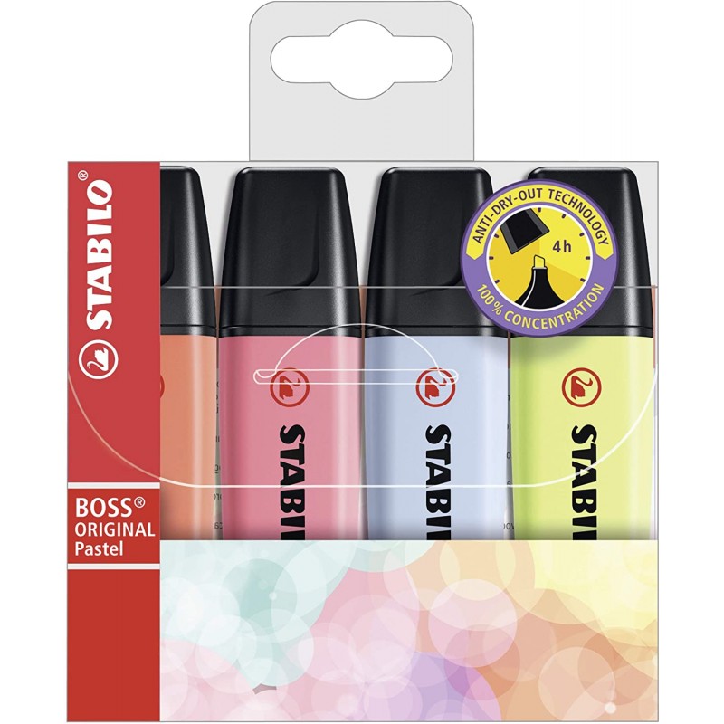 Pack de 4 Marcadores Fluorescentes Stabilo Boss 70 Recarregável Cores Sortidas