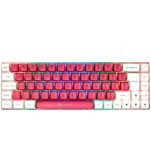 Teclado Mecânico GAMIAC TKL RGB69G SF Kailh Vermelho Branco Rosa