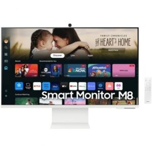 Smart Monitor Samsung M8 S32DM801UU 32" 4K Multimé dia Regulavel em altura Smart TV Webcam Branco