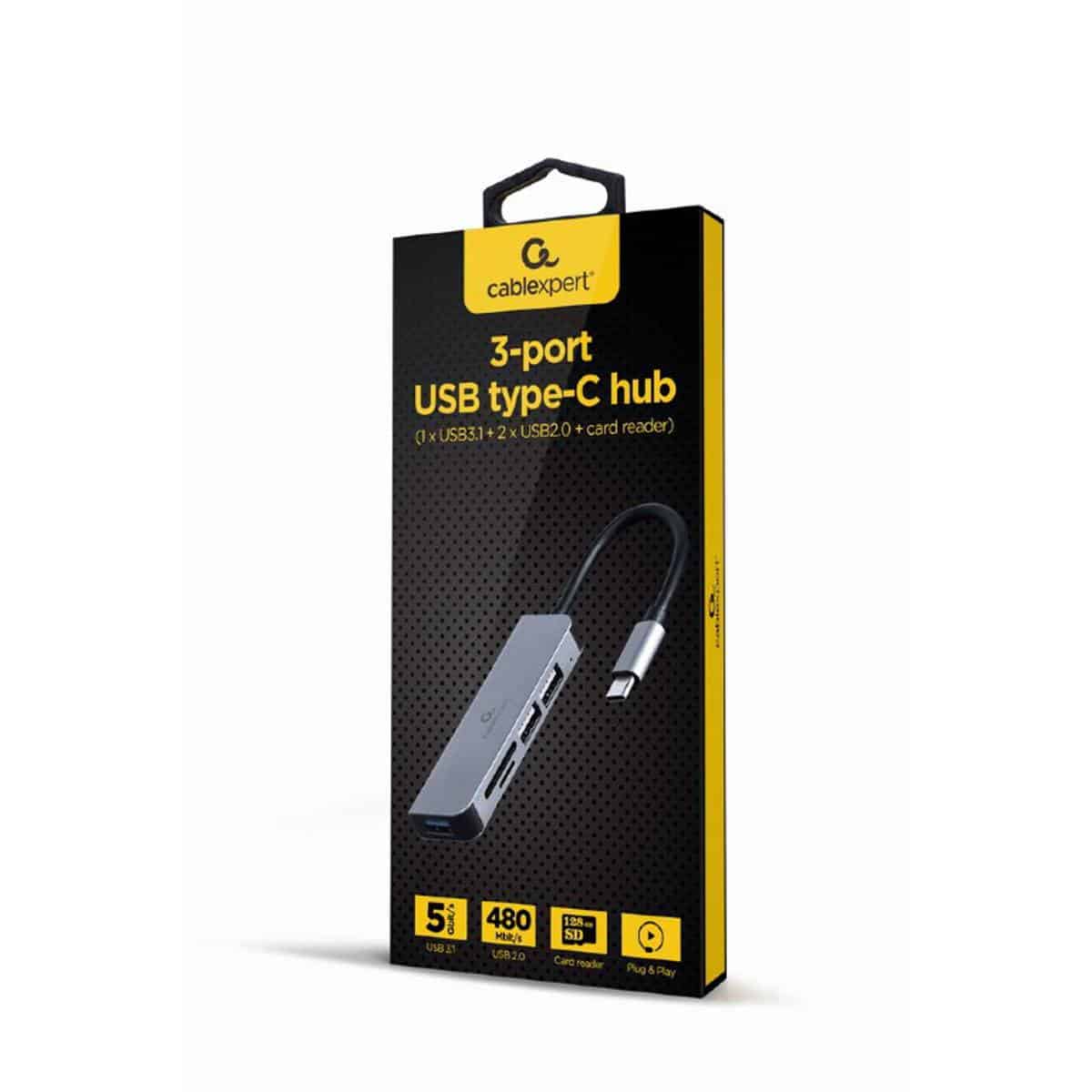 Hub Type-C Gembird  UHB-CM-CRU3P1U2P2-01 1xUSB  3.0 2xUSB 2.0 1x Leitor de Cartões - Image 2