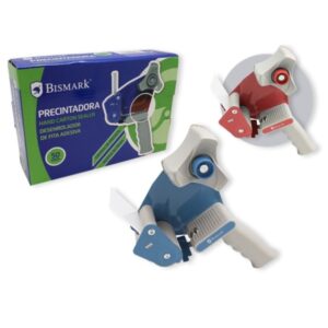 Aplicador de Fita Adesiva Bismark New Line TD1201 Lâmina de Aço Temperado Pega Ergonómica Cores Aleatórias: Vermelho ou Azul