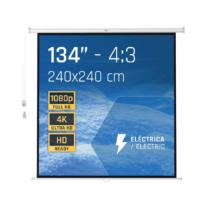 Tela de projeção elétrica Iggual 4:3 134" 240x240 cm