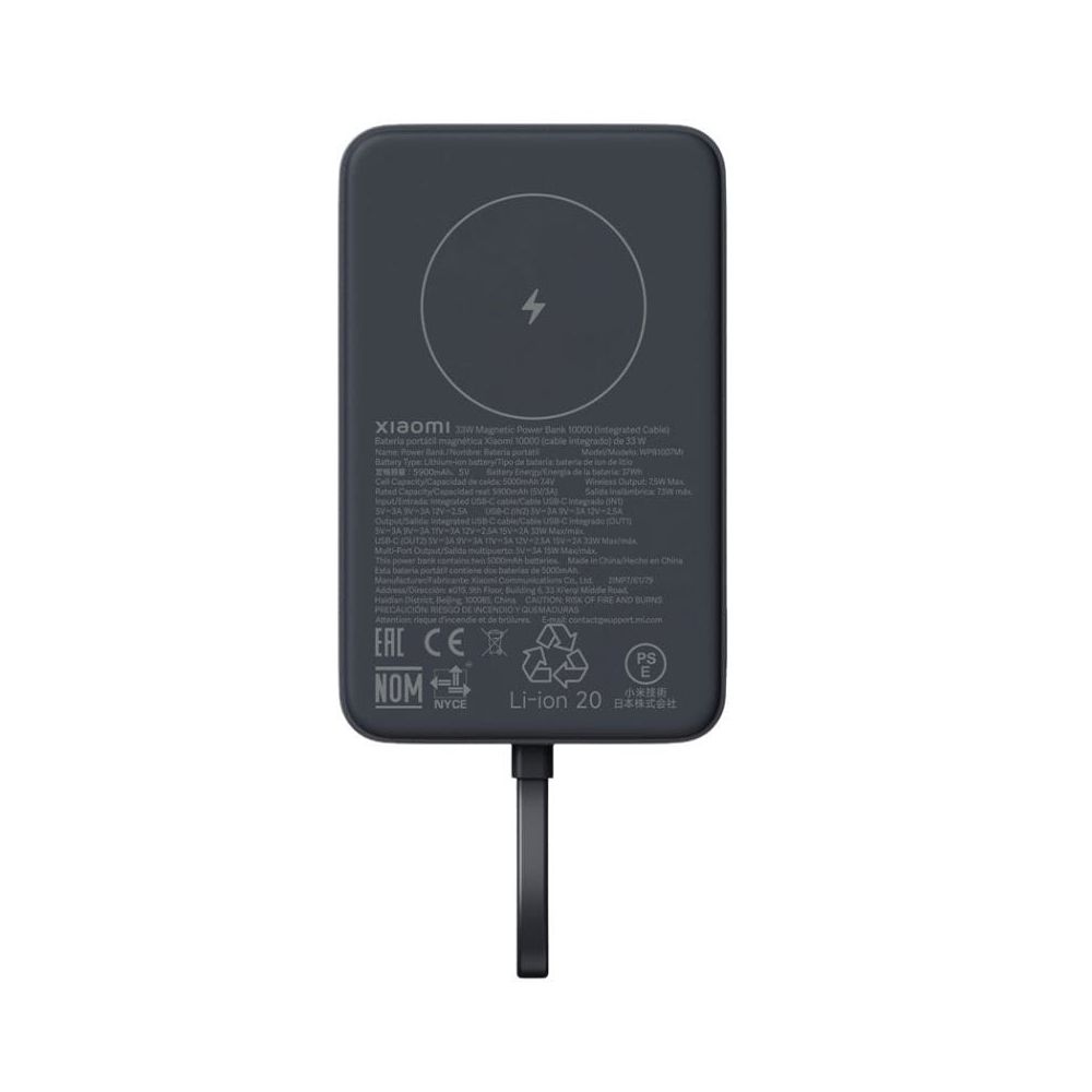 Xiaomi Power Bank Magnético 10000 com Suporte – 20W – USB-C – Cinzento