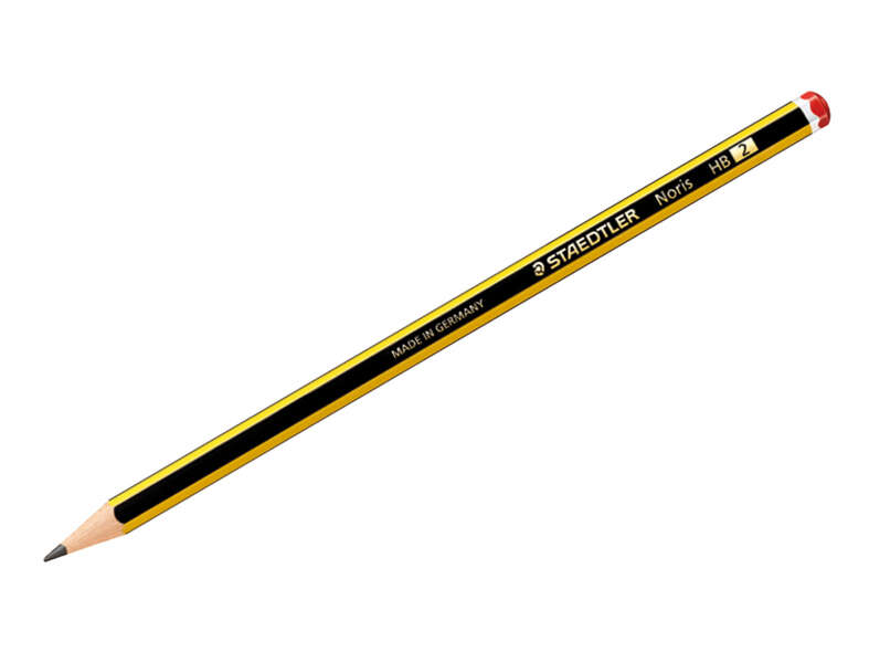 Lápis de grafite Staedtler Noris 120-2 – HB com corpo hexagonal equipado com mina ultrarresistente de 2 mm para maior durabilidade. Fabricado em madeira proveniente de florestas geridas de forma sustentável
