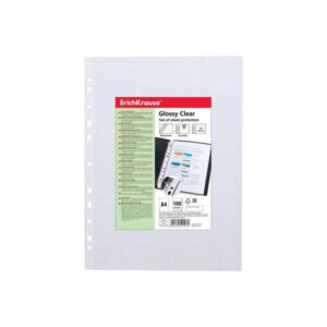 Pack de 100 Bolsas Perfuradas A4 ErichKrause Glossy Clear 100 Microns Transparentes