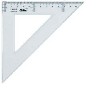 Esquadro de 20 cm Safta Cristal em plástico transparente com graduação impressa para uma medição precisa. Design biselado para facilitar o traçado e a leitura. Cor: transparente