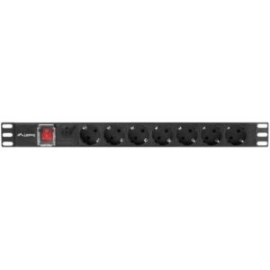 PDU Lanberg PDU-07F-0200-IEC-BK   7  Schucko 1U Preto 2 Metros