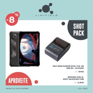 Shot Pack - Mobilidade Tablet Rugged Active 5 + Impressora 57mm Portátil