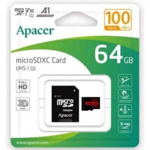 Cartão Apacer microSDXC 64GB UHS-I Classe 10 100 MB/s com Adaptador SD