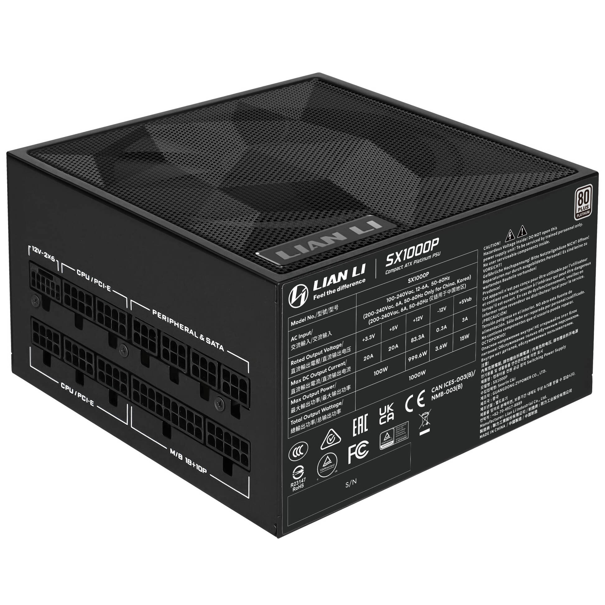 Fonte de Alimentação Modular Lian Li SX 1000W 80+ Platinum Preto
