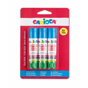 Conjunto de 3 colas em bastão - Carioca - ideais para utilização em casa na escola ou no escritório. Adequadas para colar papel Fotografias e tecidos. Fórmula sem solventes. Cores variadas.