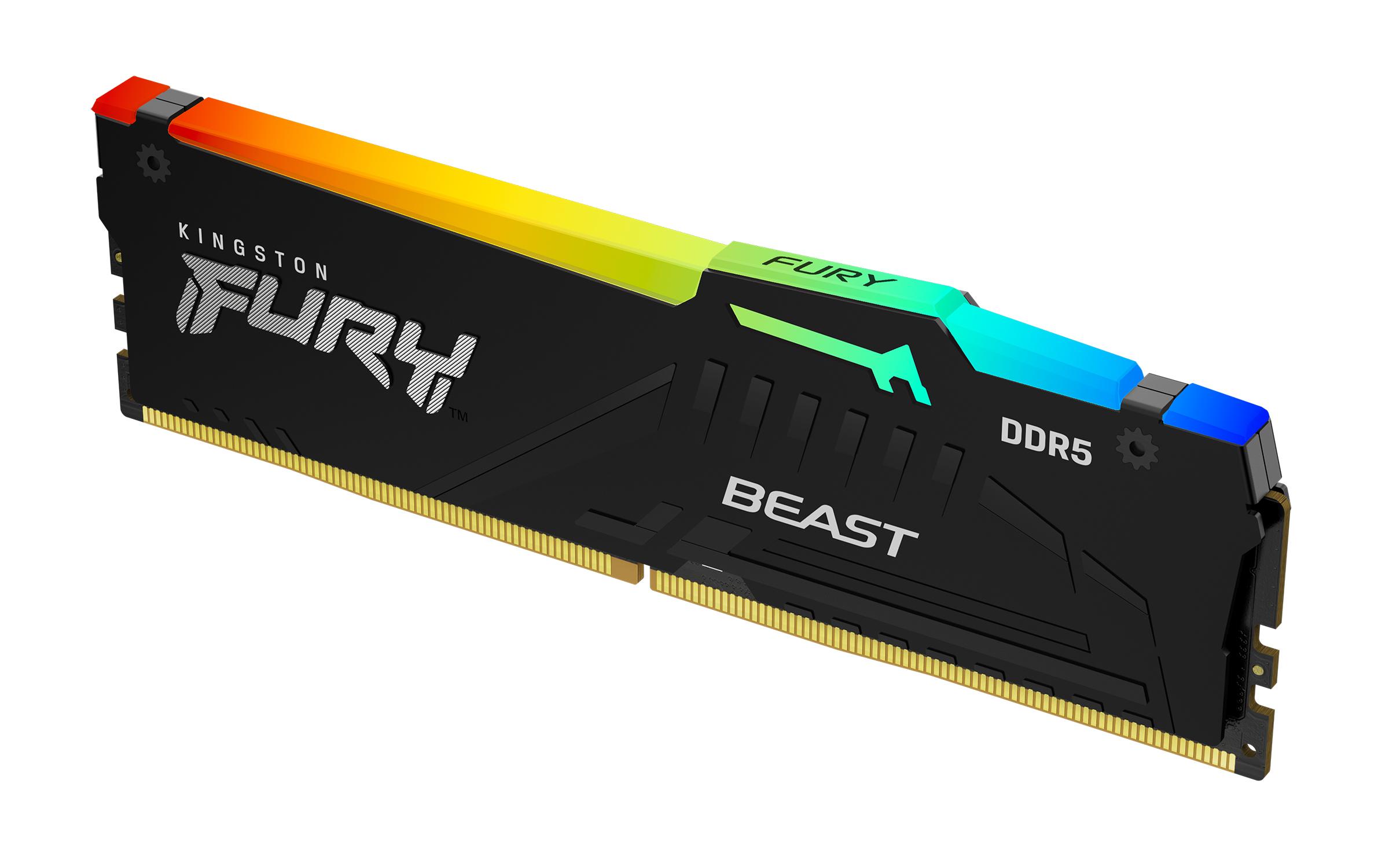 Memoria Dimm Kingston FURY Beast RGB 32GB 1x32Gb 5600MT/s DDR5 CL36 Apenas AMD AM5 e Intel 14ª e acima