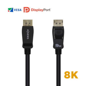 Cabo DisplayPort 1.4 AISENS Certificado Macho/Macho 8K 60 Hz 2 m Preto
