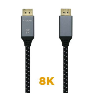 Cabo DisplayPort 1.4 AISENS Macho/Macho 8K 60 Hz 2 m Cinzento/Preto