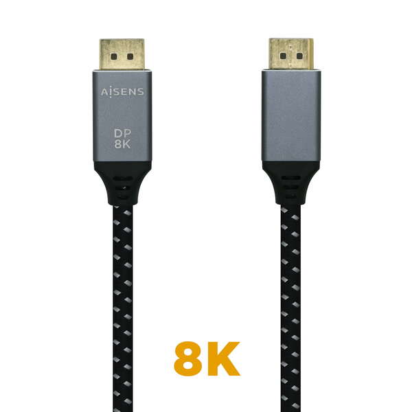 Cabo DisplayPort 1.4 AISENS Macho/Macho 8K 60 Hz 2 m Cinzento/Preto