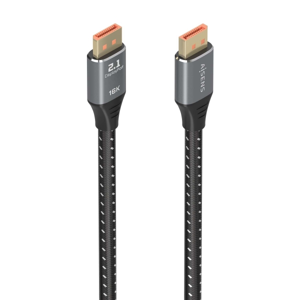 Cabo DisplayPort 2.1 AISENS Macho/Macho 16K 60 Hz 80 Gbps 2 m Preto