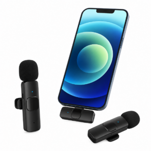 Microfone Sem Fios Hitozon K60 USB-C para Smartphone e Câmara Preto 1 Receptor 2 Microfones