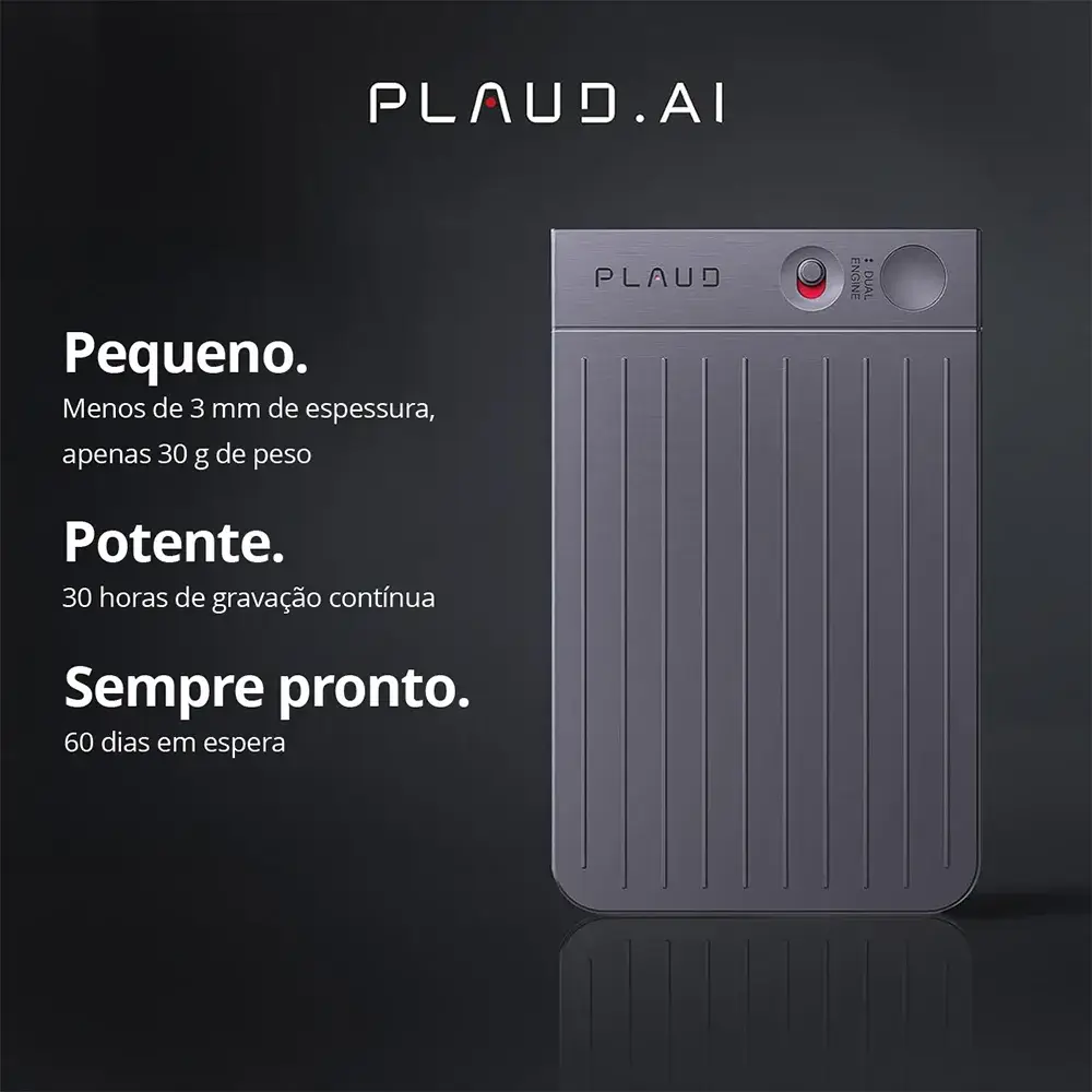 Gravador de Voz com IA Plaud Note | Transcrição e Resumo de 112 Idiomas | 64GB | Preto - Image 2