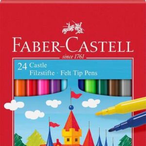 Marcadores Faber-Castell Castle Pack de 24  – Tinta à Base de Água Lavável – Cores Sortidas